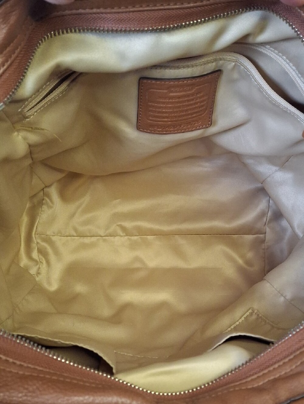 Coach Pebbled Leather Tote in Cognac Brown with Scarf Accent - Picture 5 of 5